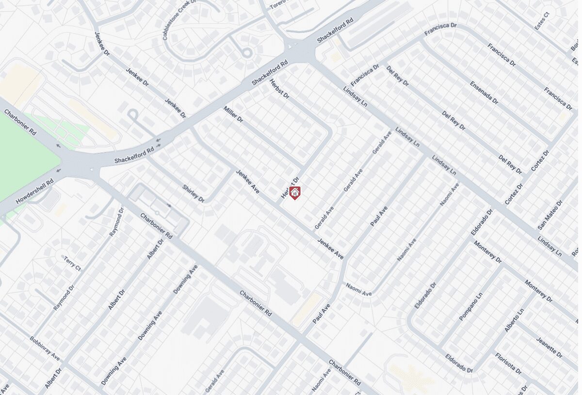 Map with streets and a location marker.